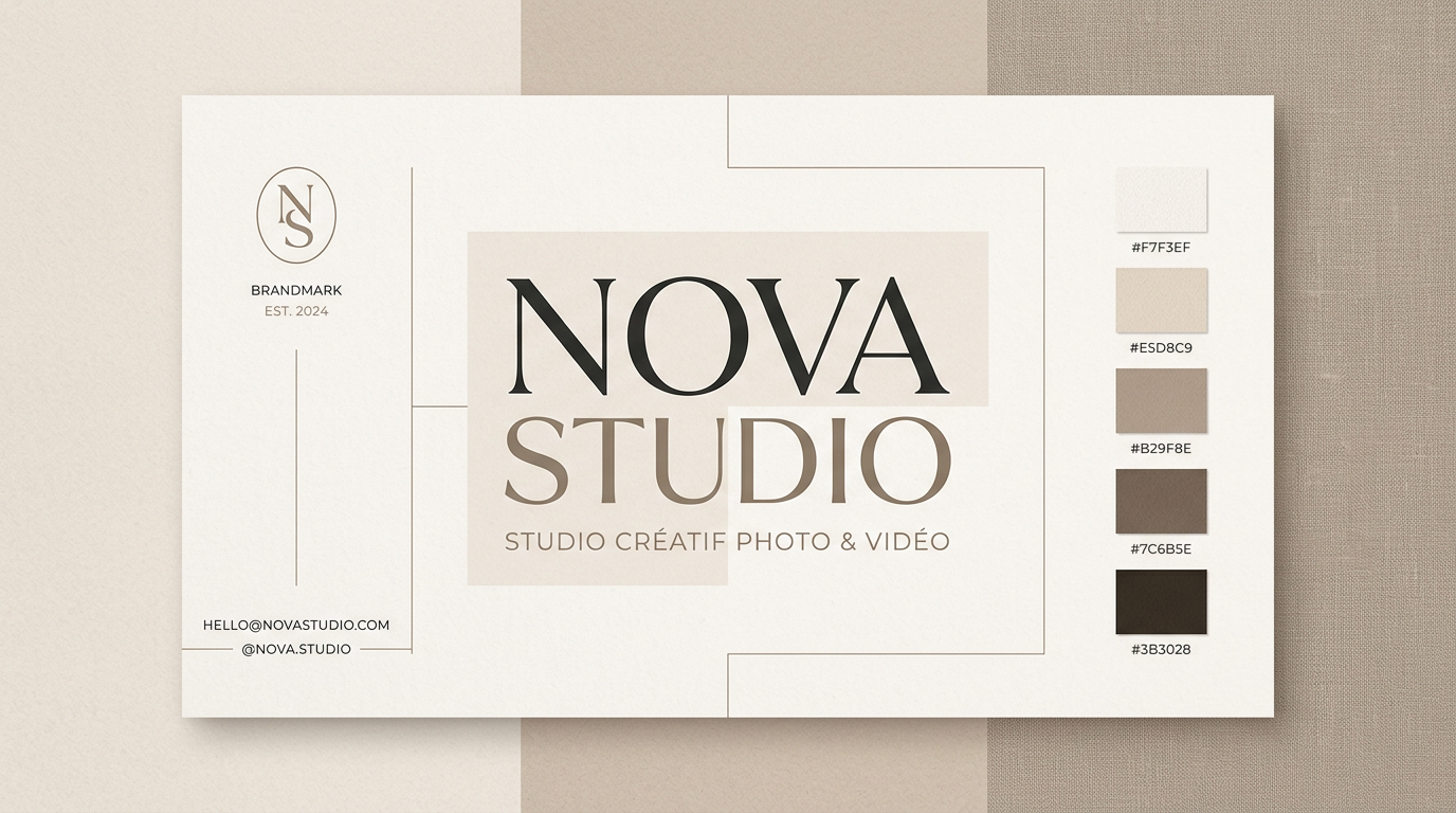 Visuel d'identité de marque Nova Studio, style Aurelia Home